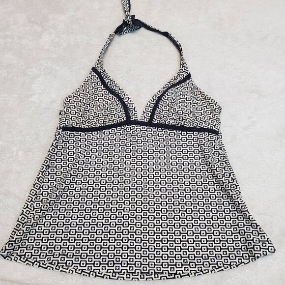 Converse White Black Logo Print 2 piece Halter Top Bikini Swimsuit Swim Bottom L - Picture 2 of 11